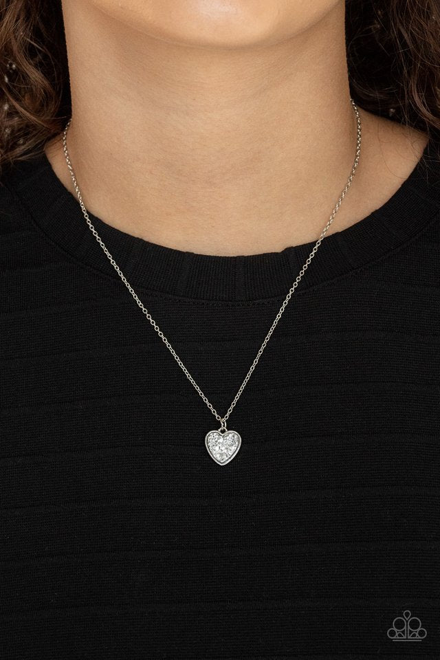 Pitter-Patter, Goes My Heart - Silver - Paparazzi Necklace Image