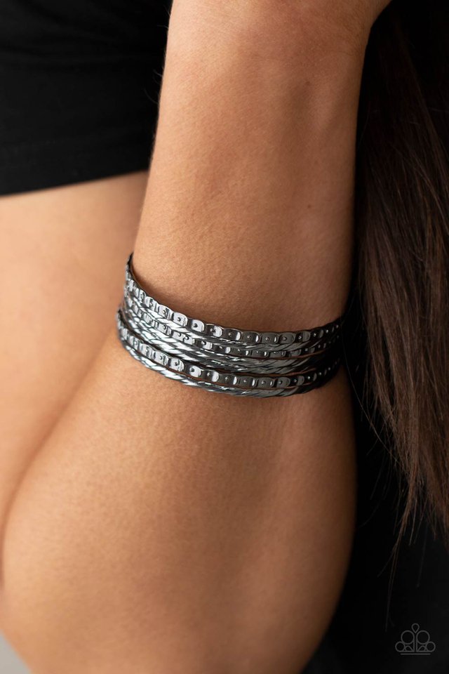 Back-To-Back Stacks - Black - Paparazzi Bracelet Image