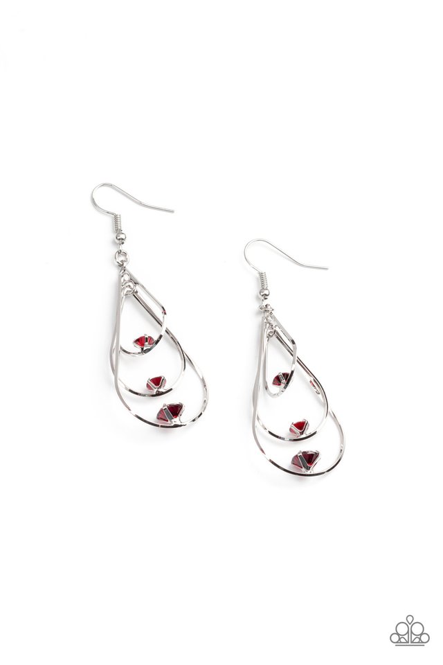 Drop Down Dazzle - Red - Paparazzi Earring Image