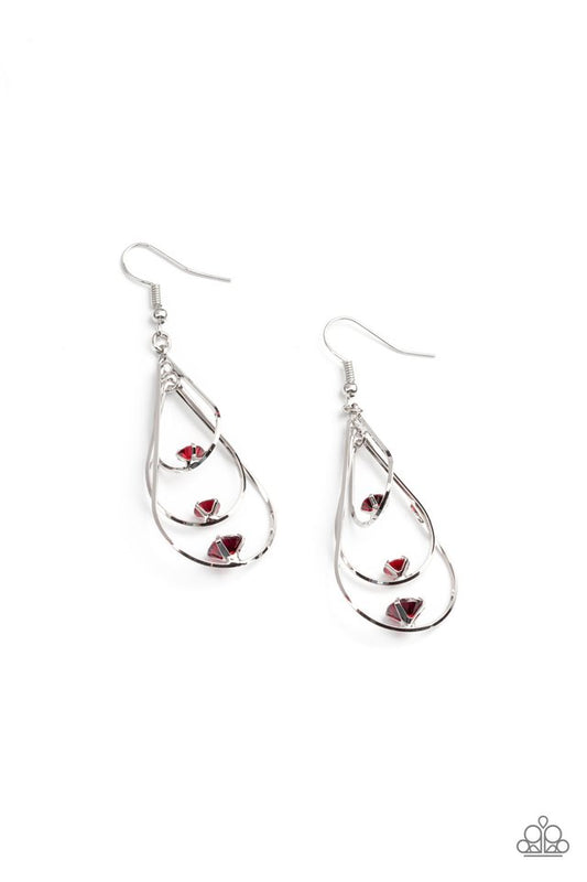 Drop Down Dazzle - Red - Paparazzi Earring Image