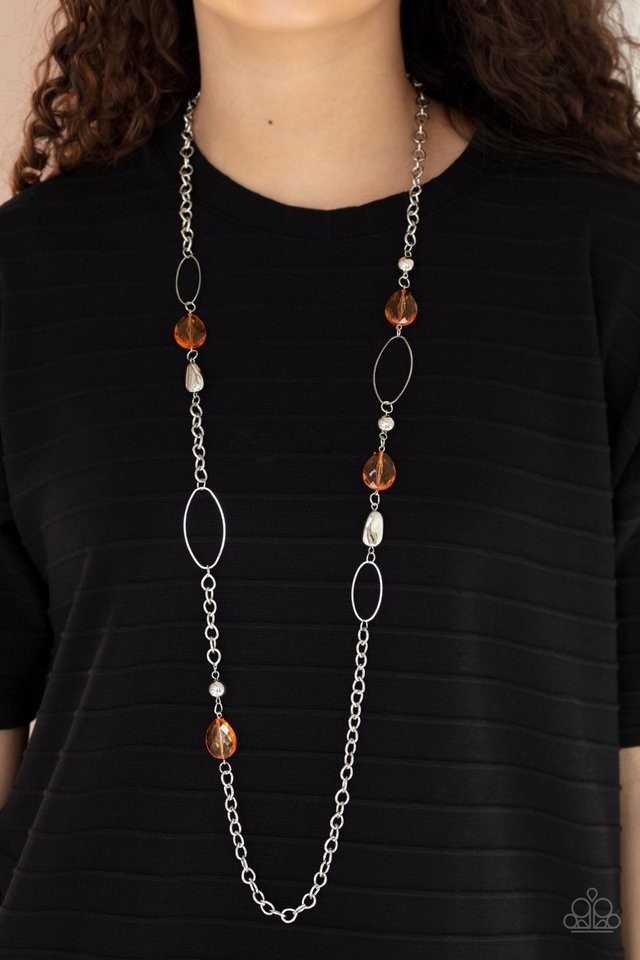 SHEER As Fate​ - Orange - Paparazzi Necklace Image