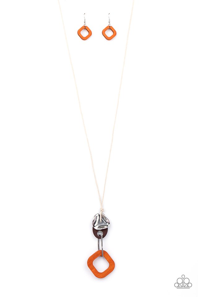 ​Top Of The WOOD Chain - Orange - Paparazzi Necklace Image