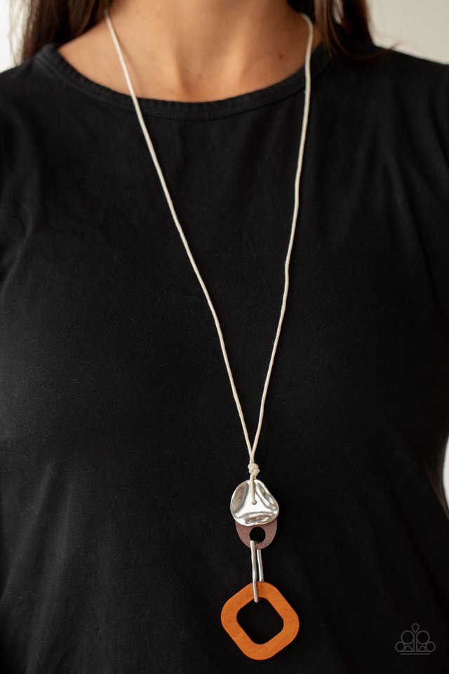 ​Top Of The WOOD Chain - Orange - Paparazzi Necklace Image