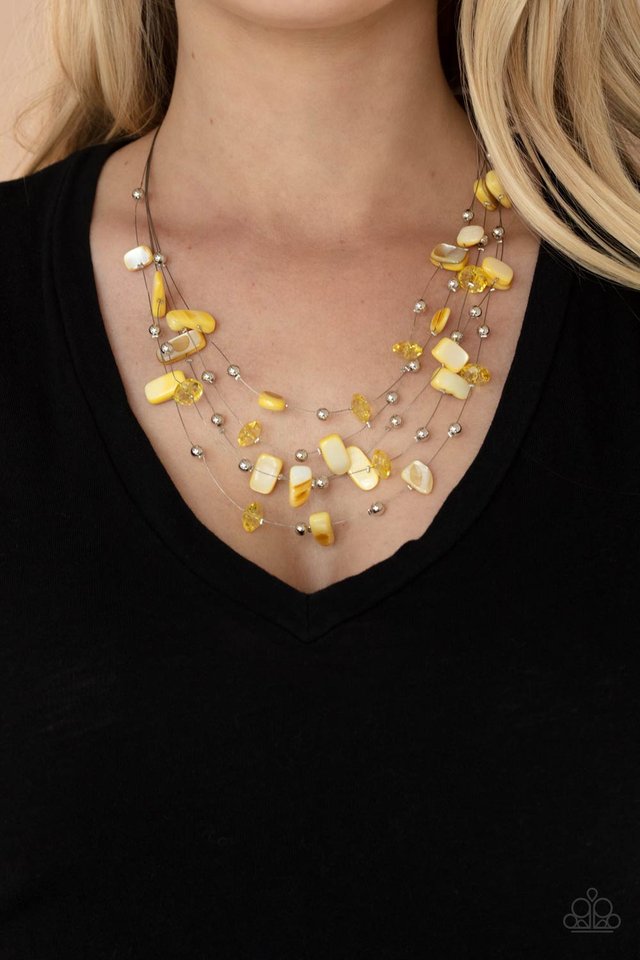 ​Prismatic Pebbles - Yellow - Paparazzi Necklace Image