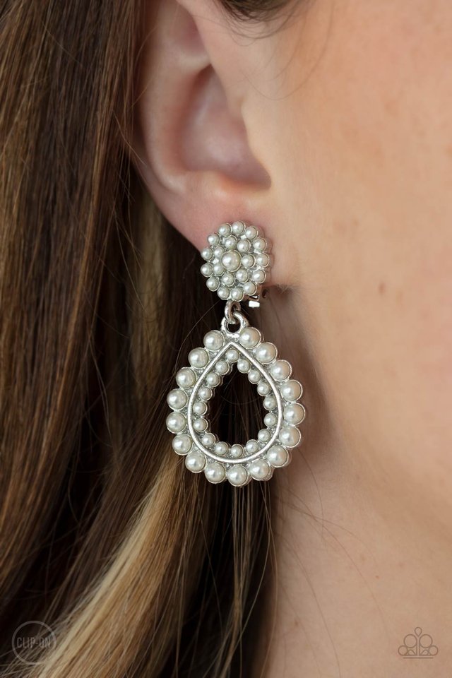 Discerning Droplets - White - Paparazzi Earring Image
