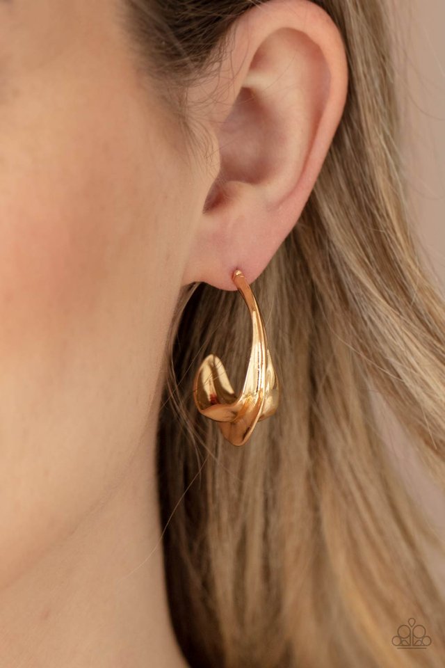 Modern Meltdown - Gold - Paparazzi Earring Image
