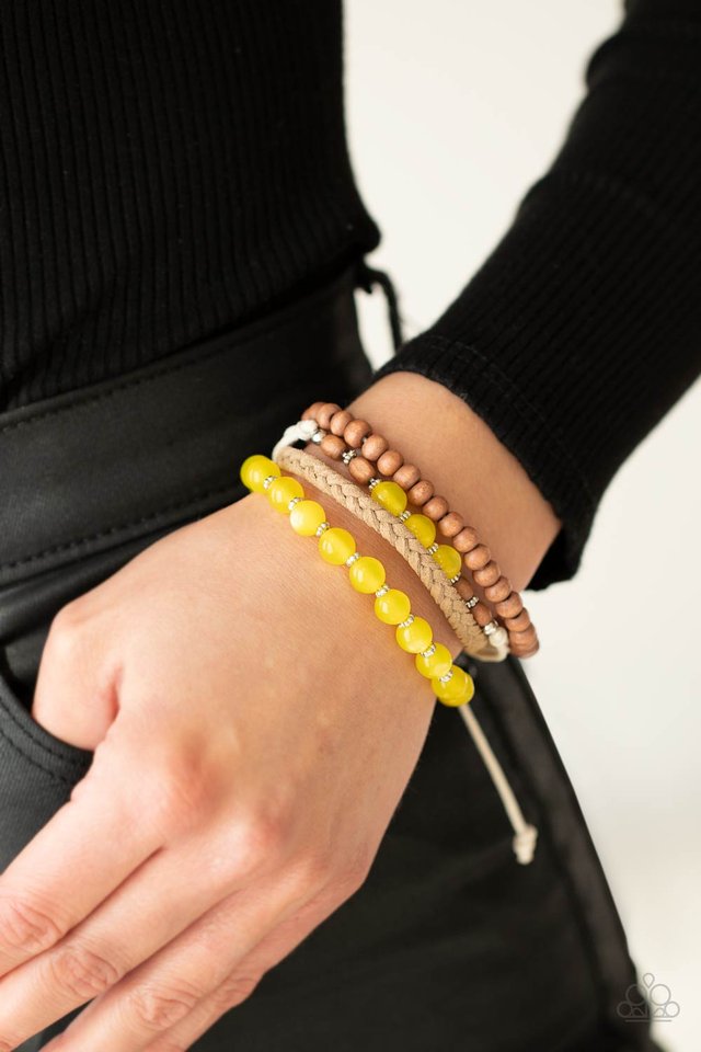 Down HOMESPUN - Yellow - Paparazzi Bracelet Image