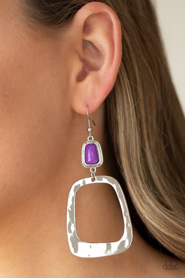 Material Girl Mod - Purple - Paparazzi Earring Image