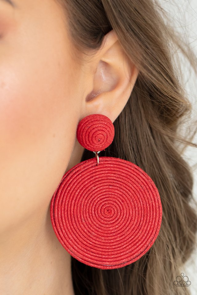 Circulate The Room - Red - Paparazzi Earring Image