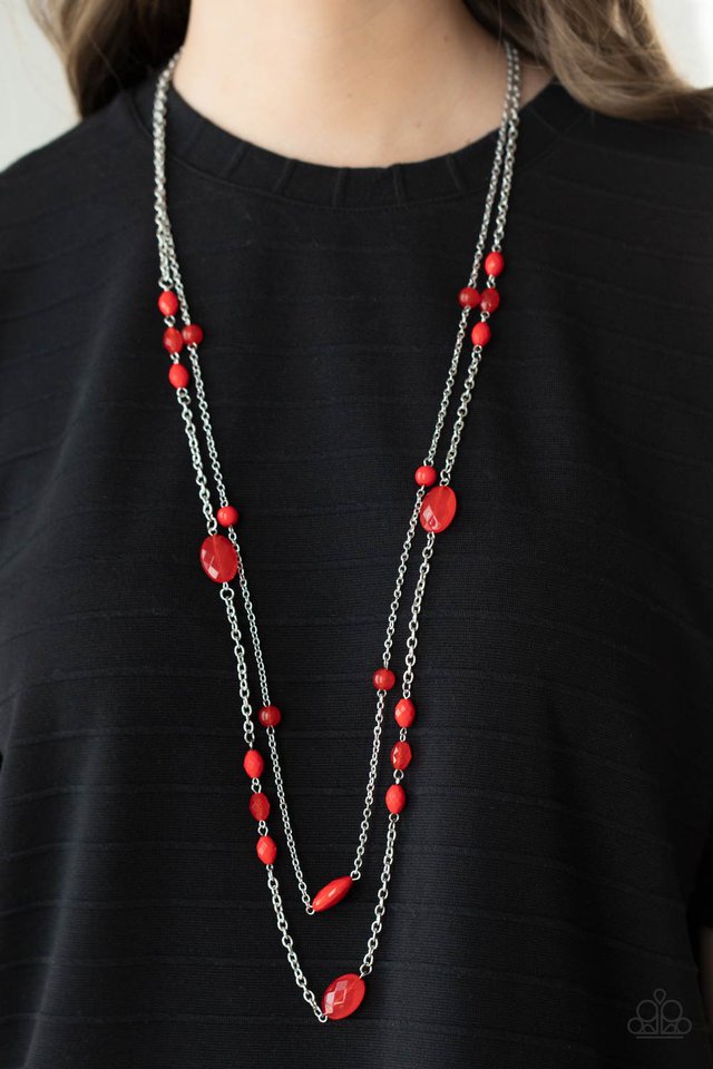 ​​Day Trip Delights - Red - Paparazzi Necklace Image