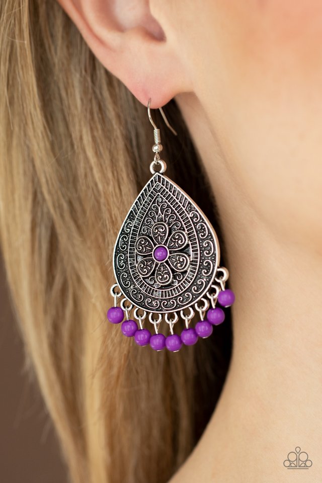 Blossoming Teardrops - Purple - Paparazzi Earring Image