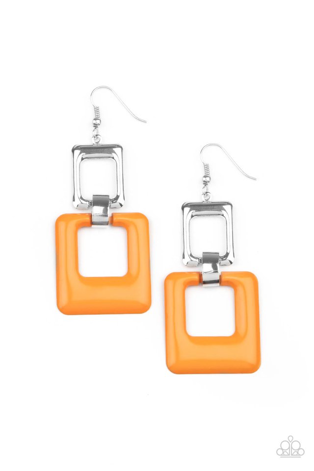 Twice As Nice - Orange - Paparazzi Earring Image