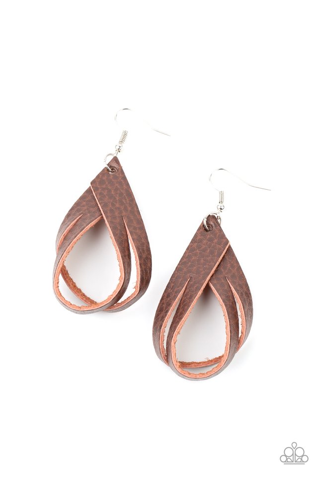 ​​Thats A STRAP - Brown - Paparazzi Earring Image