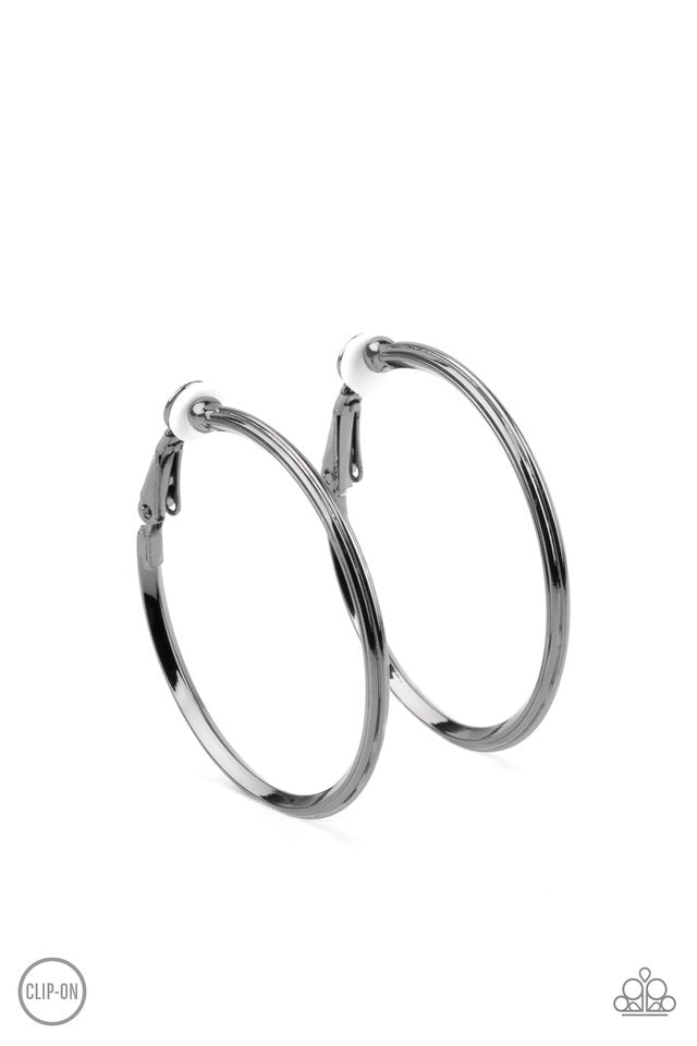 City Classic - Black - Paparazzi Earring Image