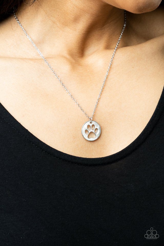 ​Think PAW-sitive - Silver - Paparazzi Necklace Image