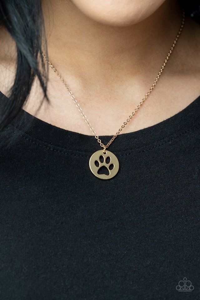 Think PAW-sitive - Gold - Paparazzi Necklace Image