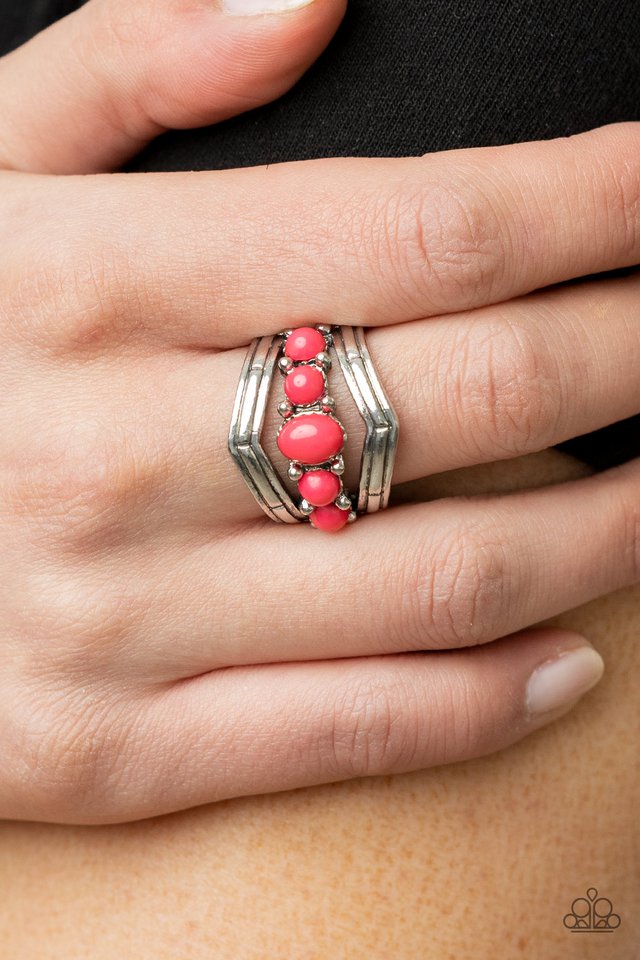 Show-Stopping Chevron - Pink - Paparazzi Ring Image