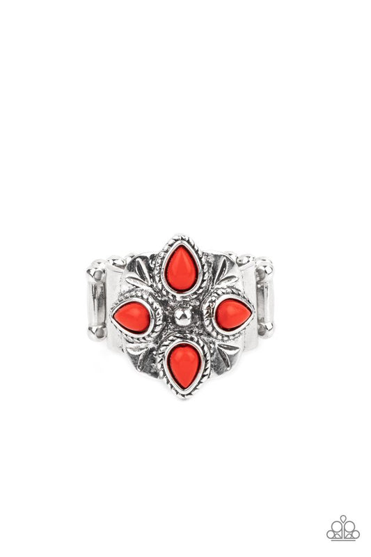 ​Badlands Bouquet - Red - Paparazzi Ring Image
