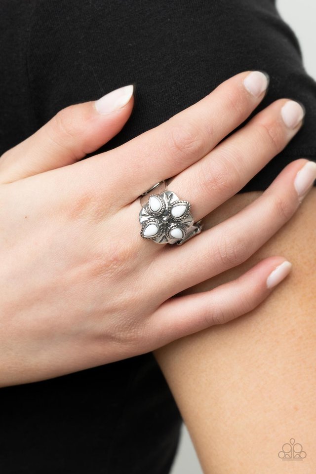 Badlands Bouquet - White - Paparazzi Ring Image