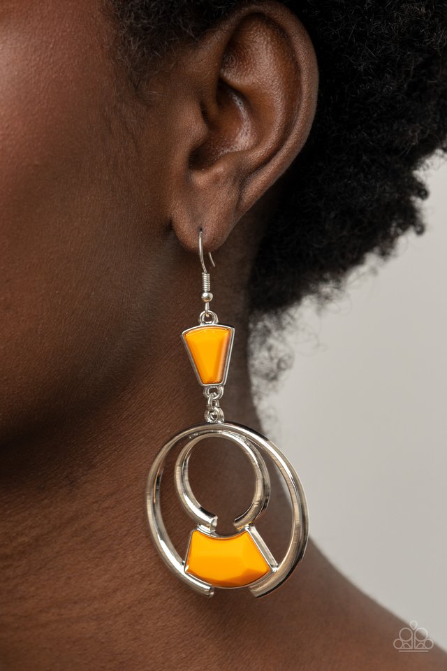 Deco Dancing - Orange - Paparazzi Earring Image