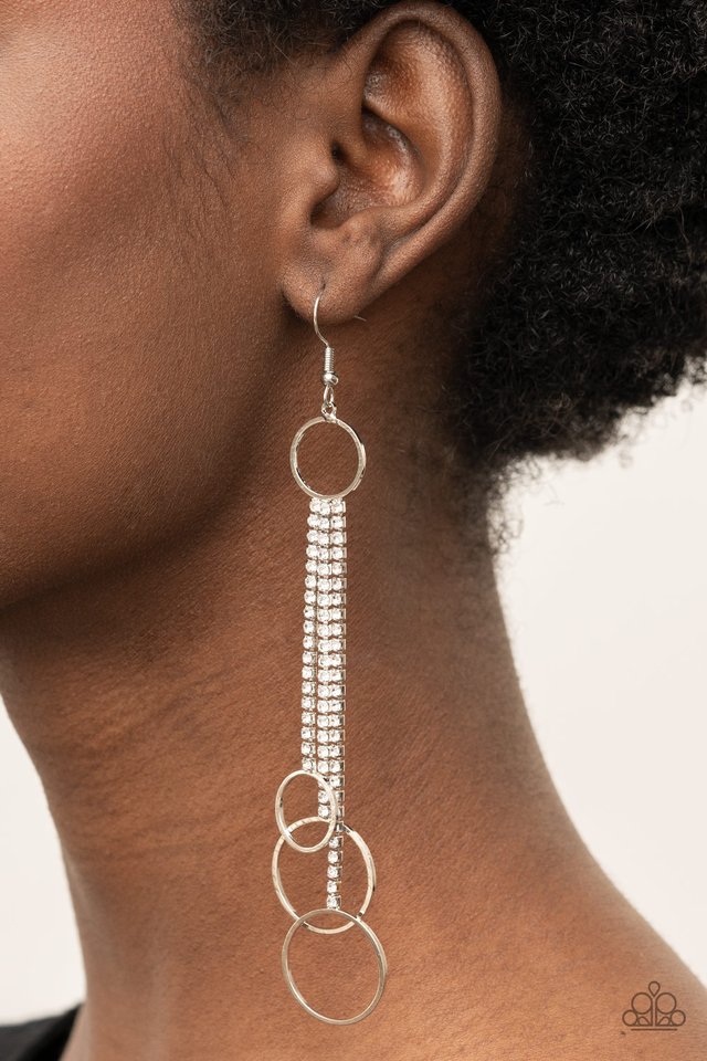 ​Demurely Dazzling - White - Paparazzi Earring Image