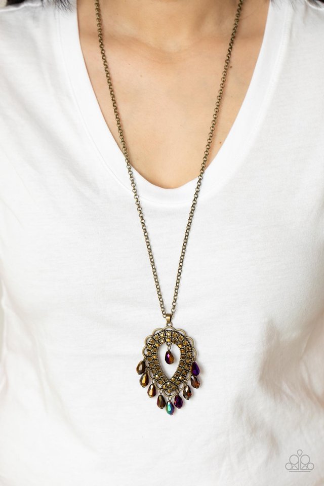 ​​Teasable Teardrops - Brass - Paparazzi Necklace Image