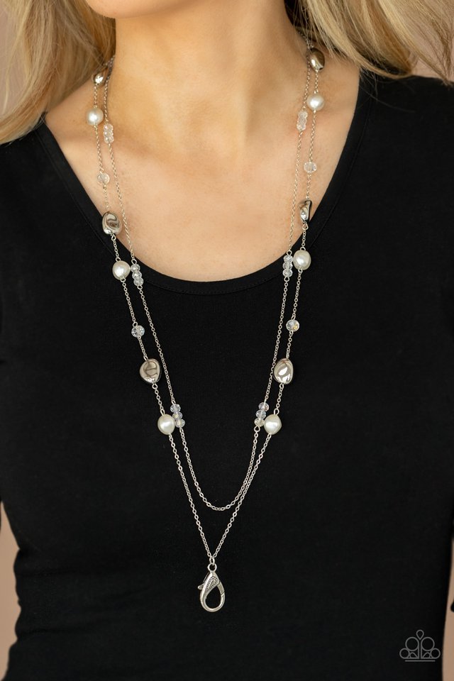 Gala Goals - White Lanyard - Paparazzi Necklace Image
