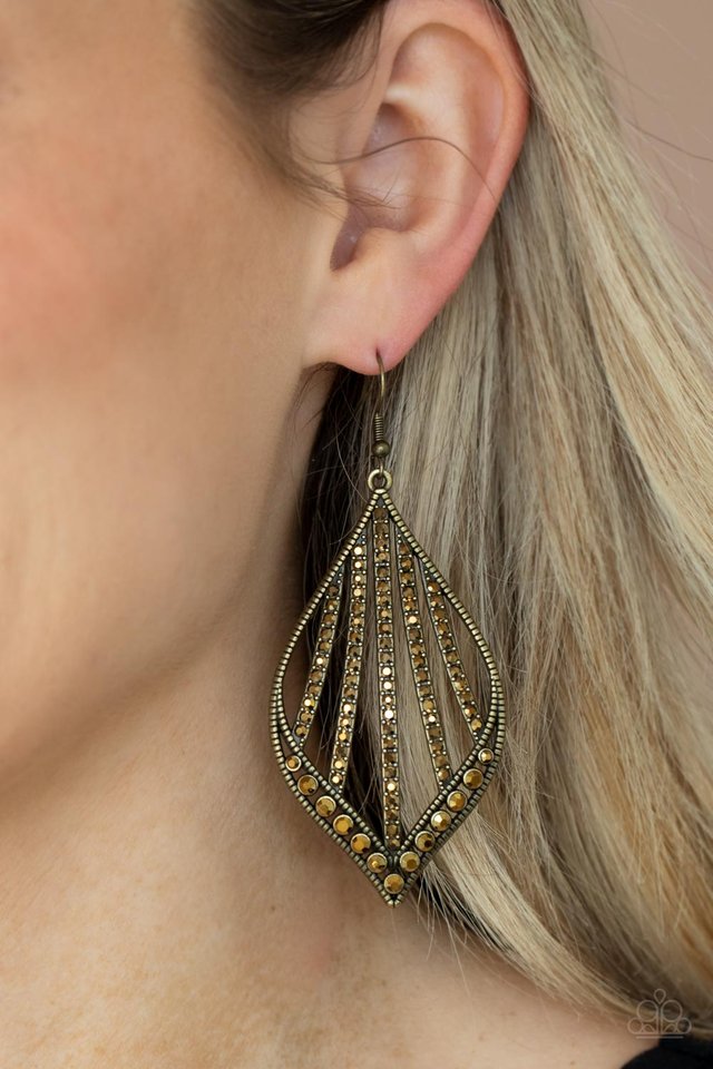 Showcase Sparkle - Brass - Paparazzi Earring Image