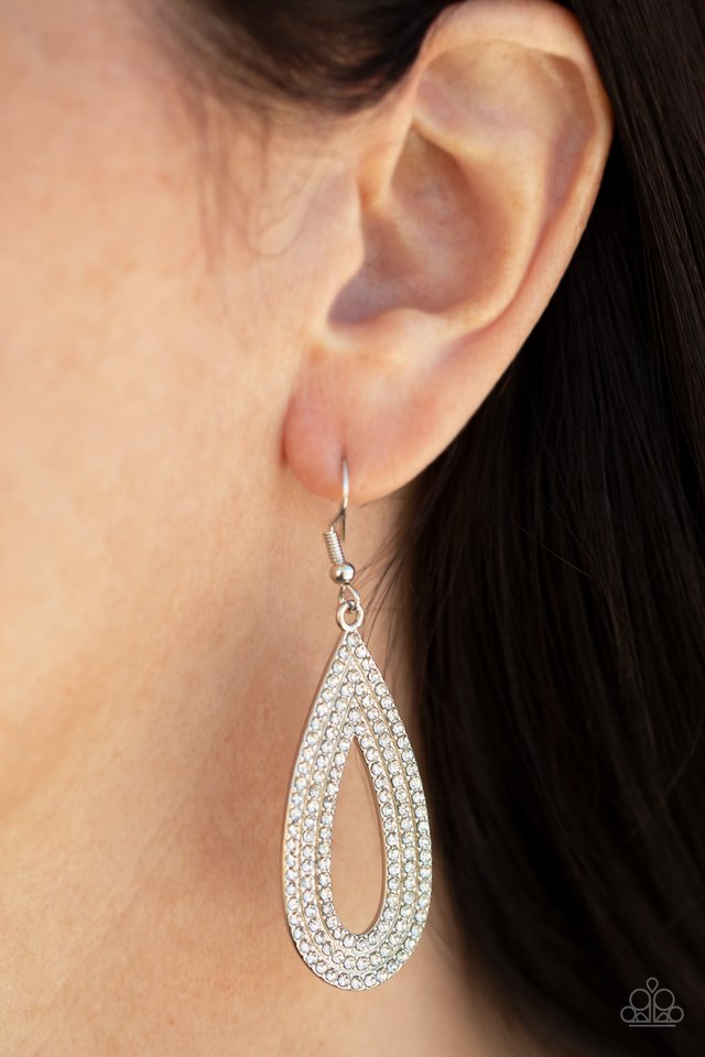 Exquisite Exaggeration - White - Paparazzi Earring Image