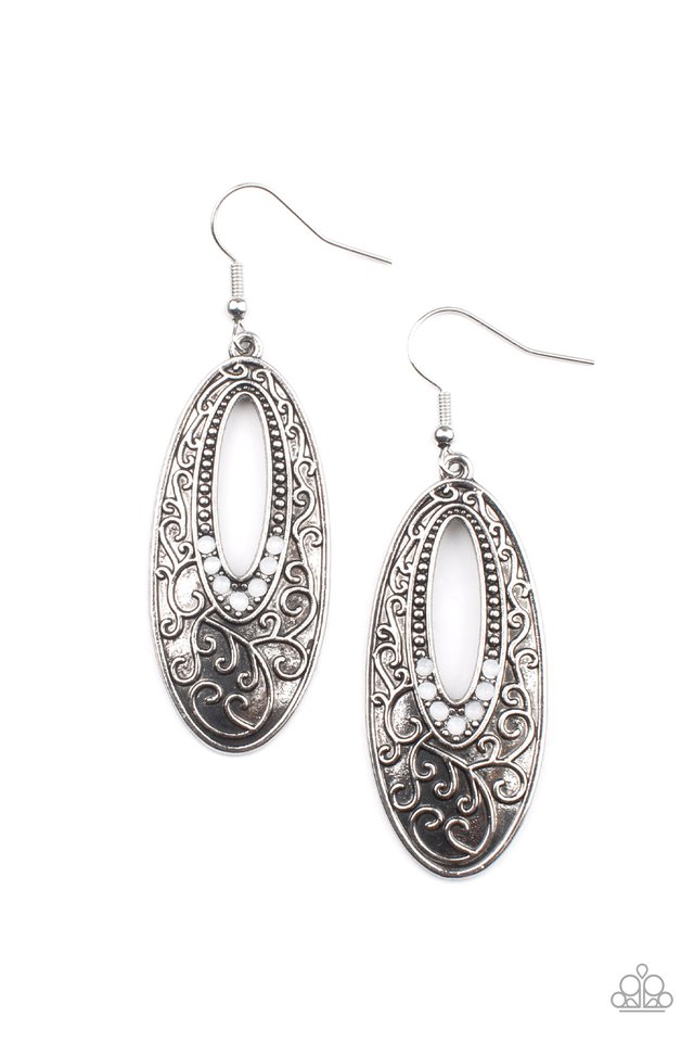 ​Fairytale Flora - White - Paparazzi Earring Image