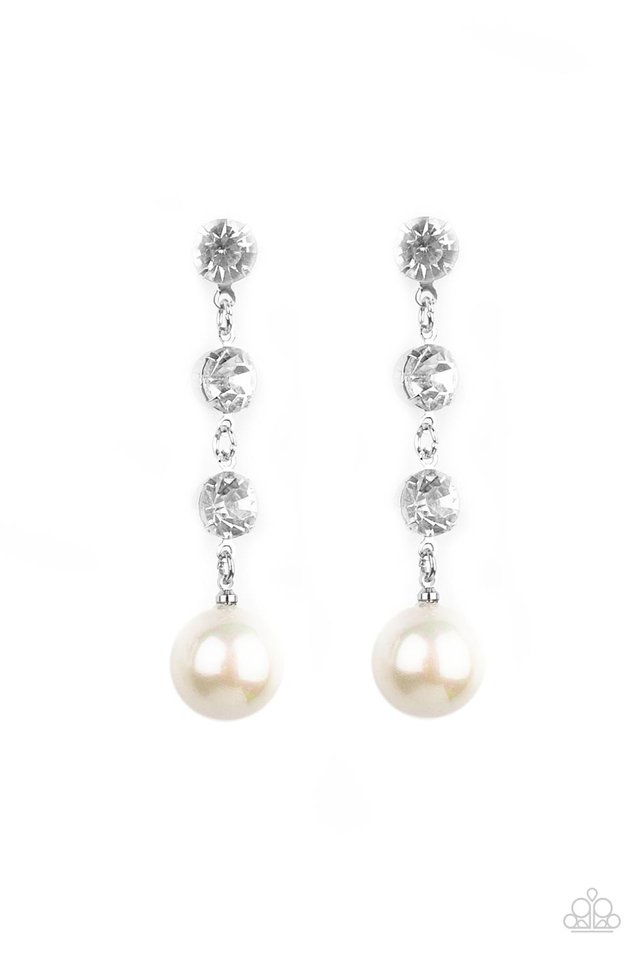 Yacht Scene - White - Paparazzi Earring Image