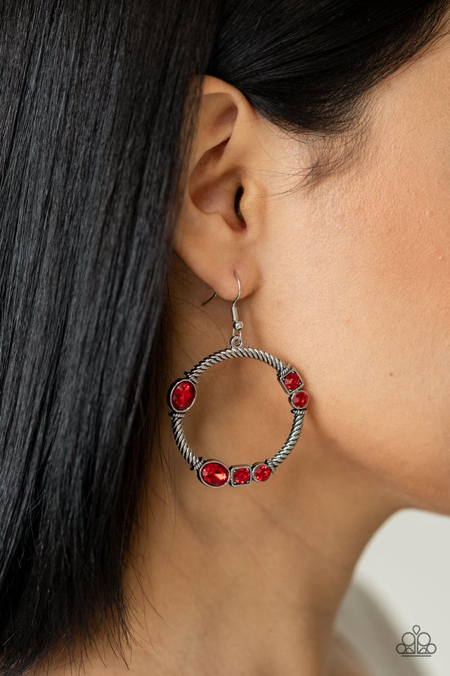 Glamorous Garland - Red - Paparazzi Earring Image