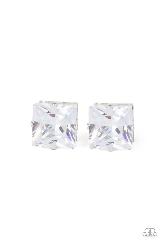 Times Square Timeless - White - Paparazzi Earring Image