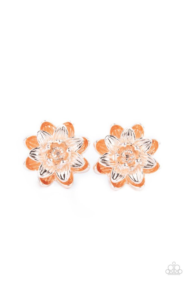 Water Lily Love - Rose Gold - Paparazzi Earring Image