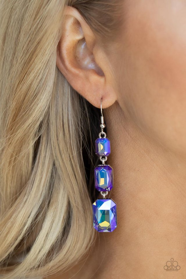 Cosmic Red Carpet - Blue - Paparazzi Earring Image