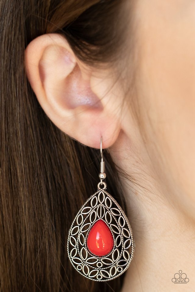 Fanciful Droplets - Red - Paparazzi Earring Image