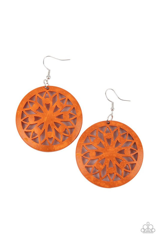 Ocean Canopy - Orange - Paparazzi Earring Image
