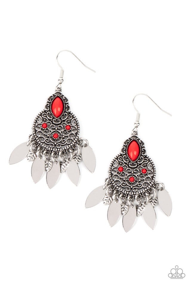 Galapagos Glamping - Red - Paparazzi Earring Image