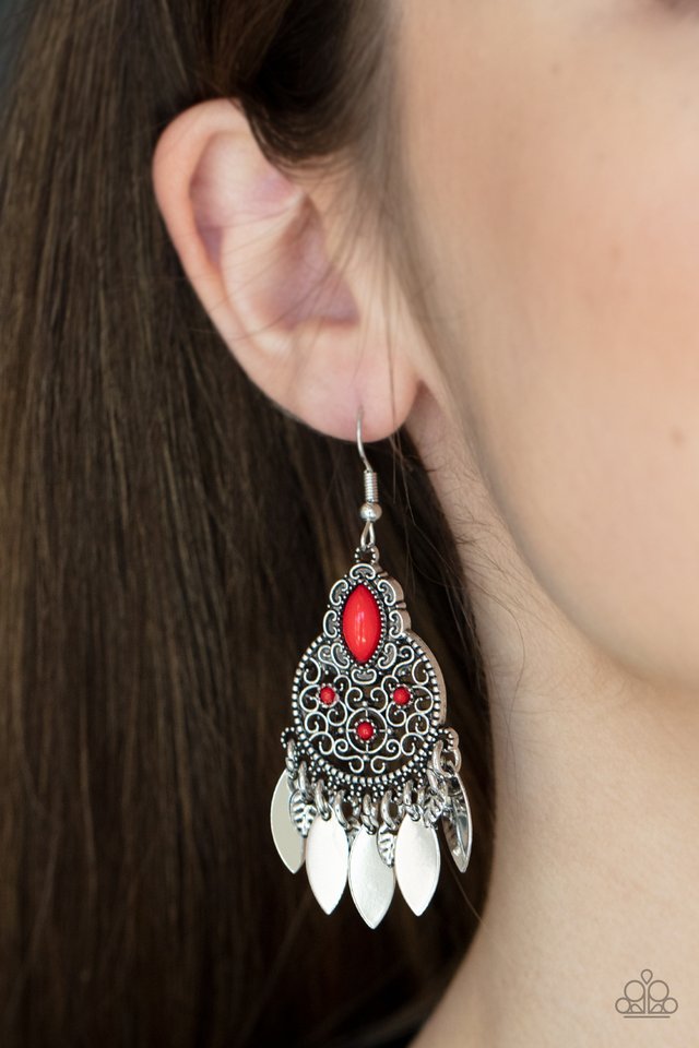 Galapagos Glamping - Red - Paparazzi Earring Image