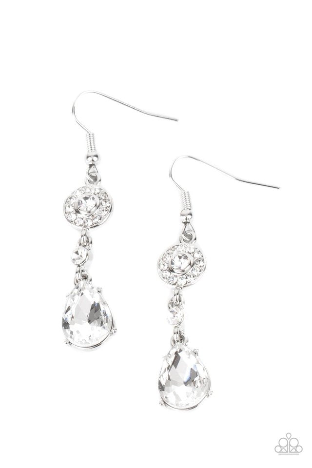 Graceful Glimmer - White - Paparazzi Earring Image