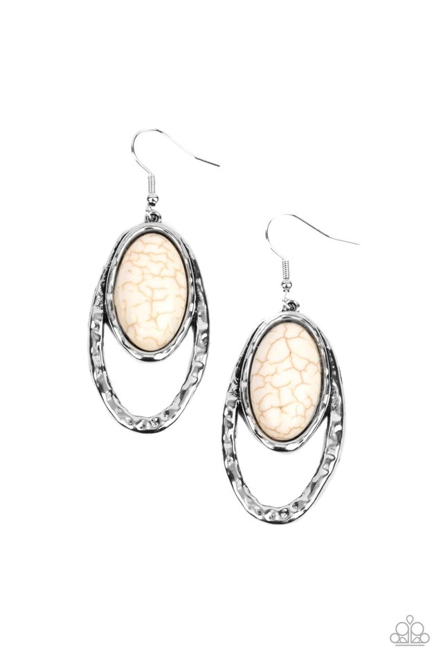 Pasture Paradise - White - Paparazzi Earring Image