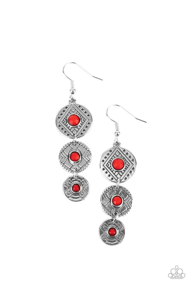 Totem Temptress - Red - Paparazzi Earring Image