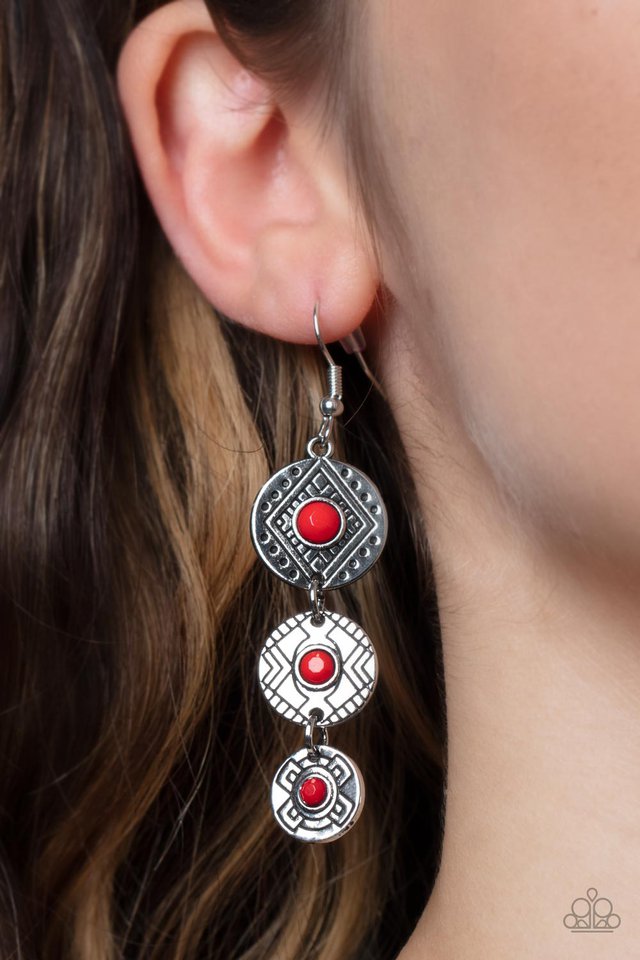 Totem Temptress - Red - Paparazzi Earring Image