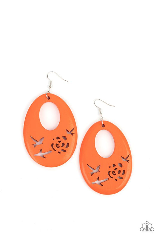 Home TWEET Home - Orange - Paparazzi Earring Image