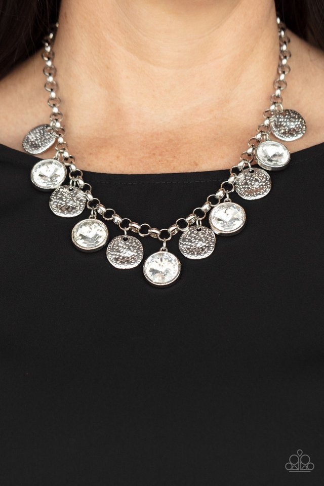 Spot On Sparkle - White - Paparazzi Necklace Image