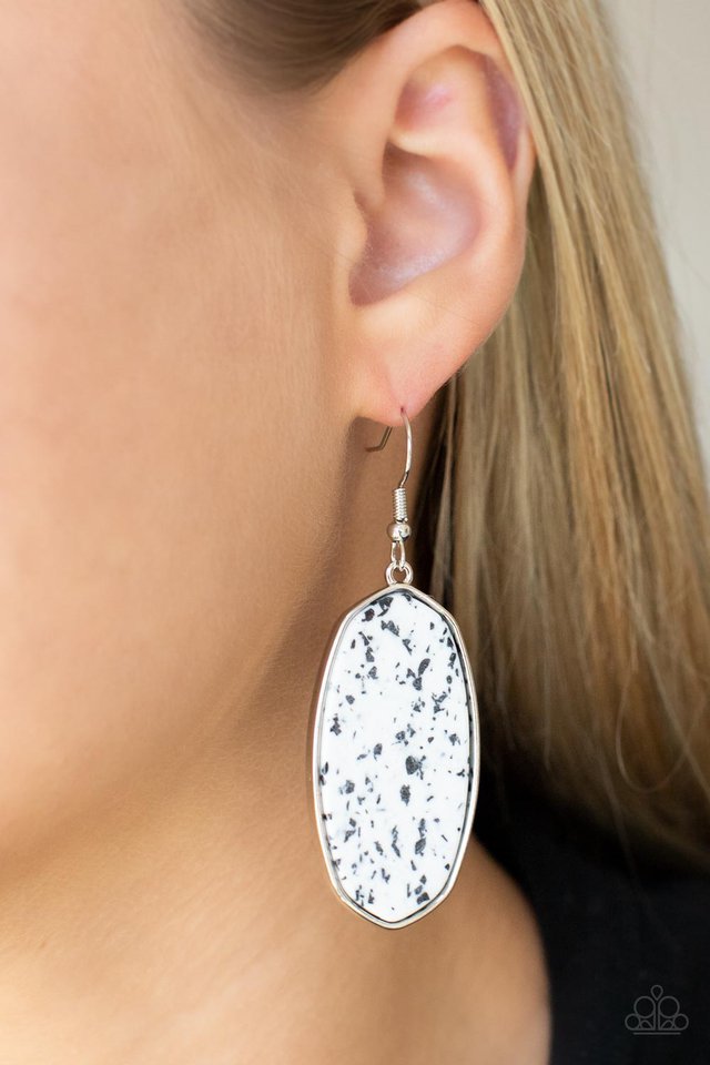 ​Stone Sculptures - White - Paparazzi Earring Image