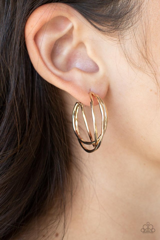 City Contour - Gold - Paparazzi Earring Image