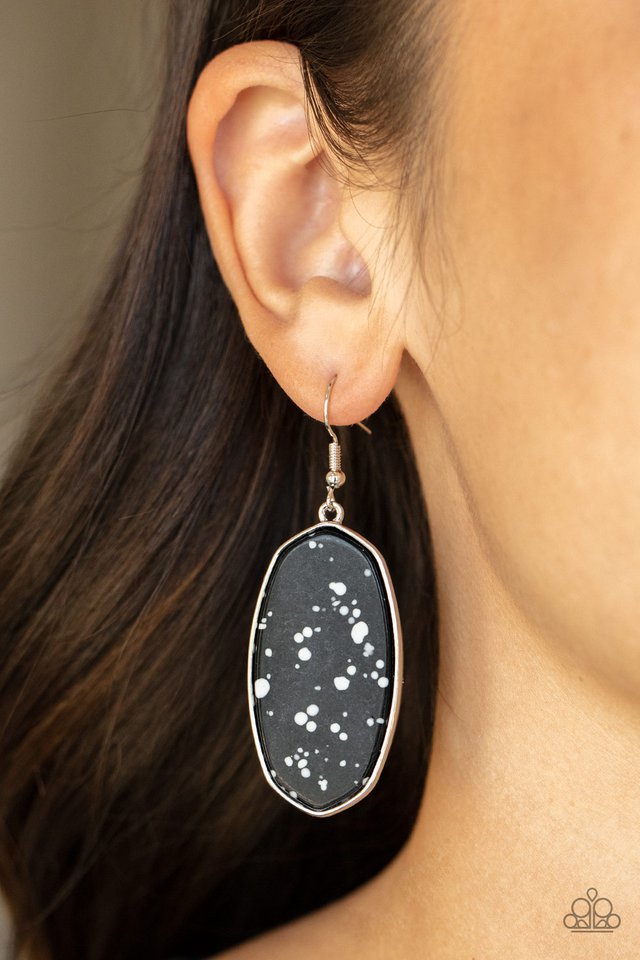 Stone Sculptures - Black - Paparazzi Earring Image