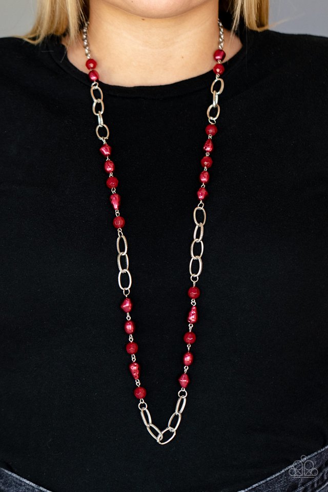 Tea Party Tango - Red - Paparazzi Necklace Image