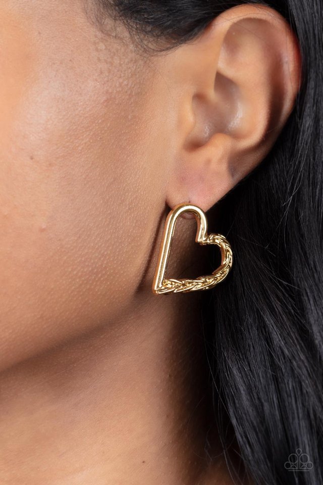 Cupid, Who? - Gold - Paparazzi Earring Image